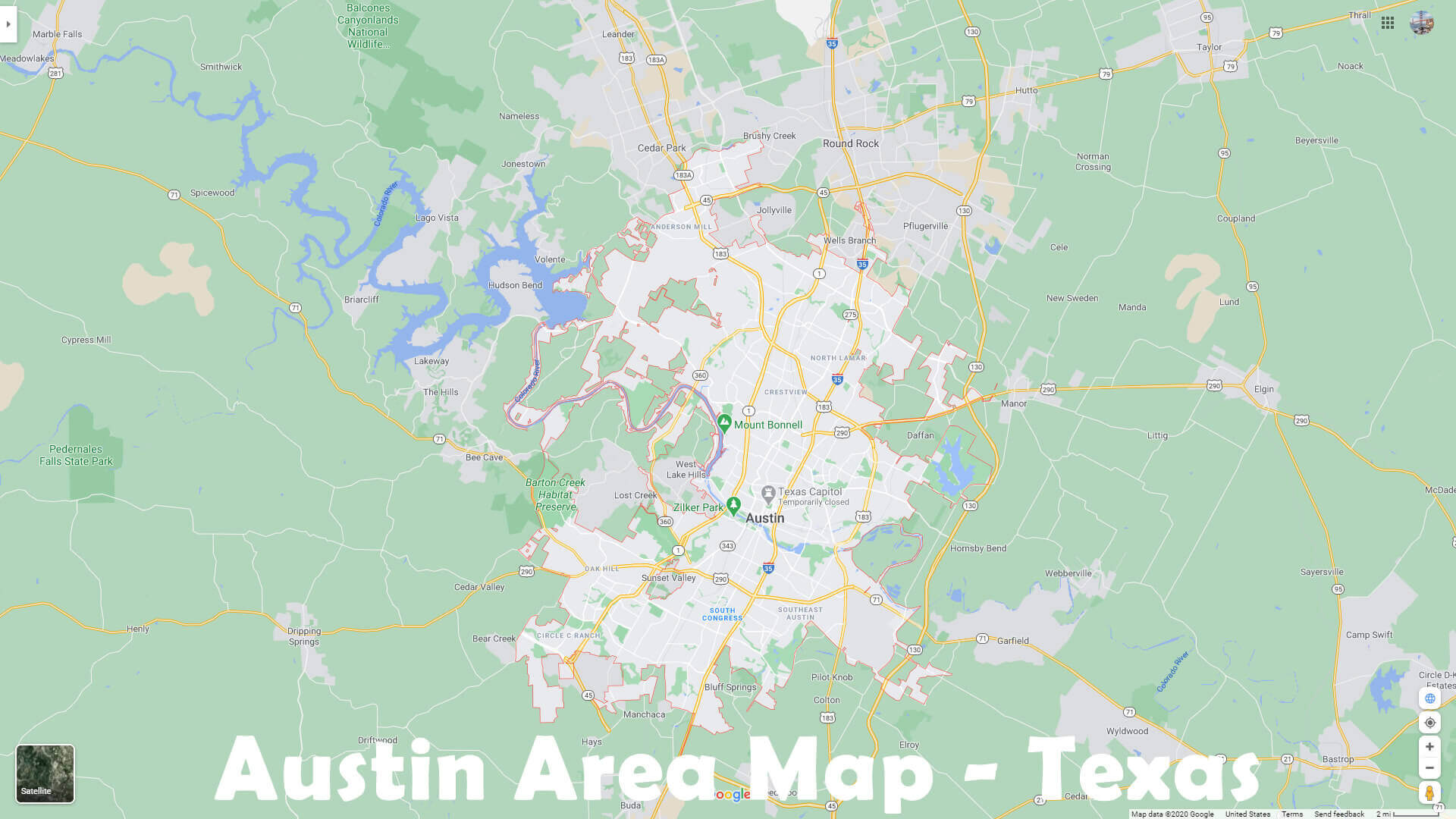 Austin Area Map   Texas